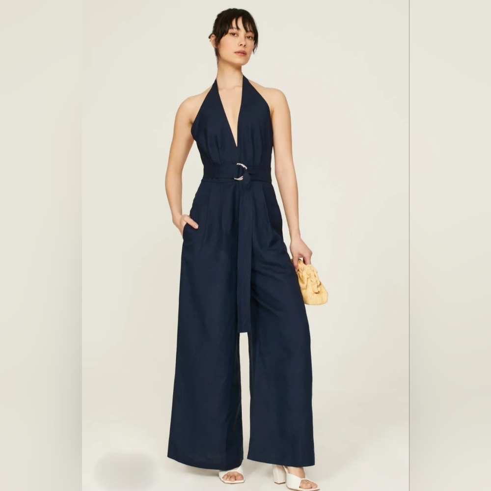 Adam Lippes Collective Navy Halter Jumpsuit